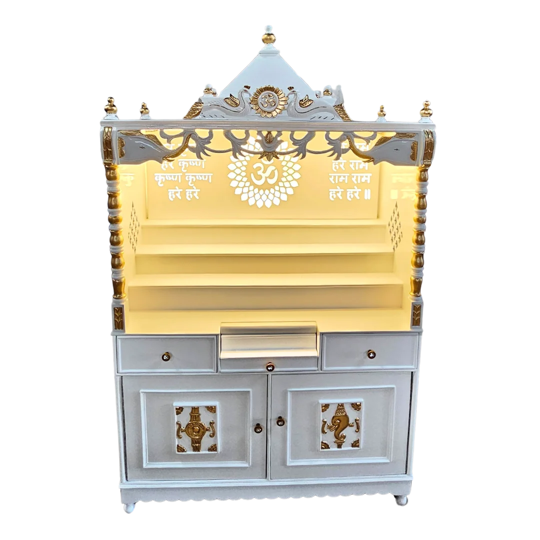 Bhaktisthal Teak Wood Mandap (White) Light  view
