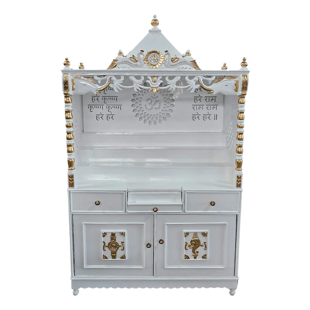 Ananta Teak Wood Mandir - White