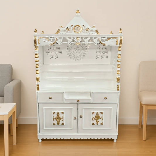 Bhaktisthal Teak Wood Mandap (White) life style view