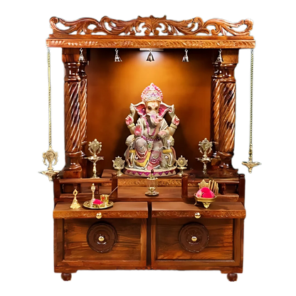 Bhavya Sheesham Wood Mandir (Teak) Front view
