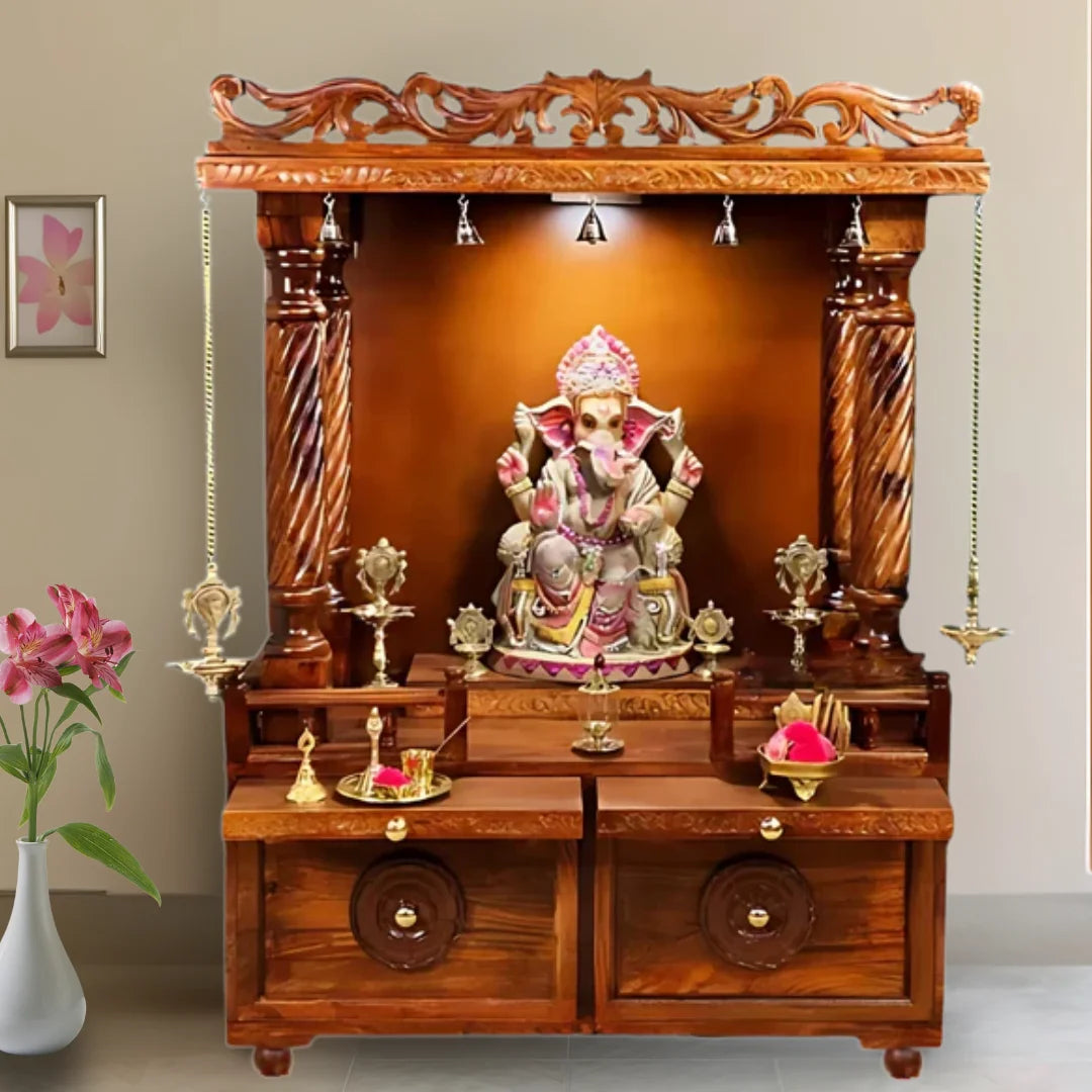 Bhavya Sheesham Wood Mandir (Teak) Lifestyle Image
