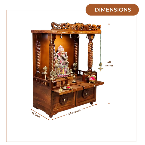 Bhavya Teak Wood Mandir (Teak) Dimensions