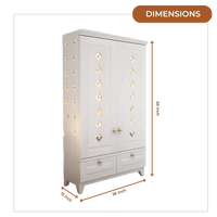Bheema Teak Wood Pooja Mandap with Door (White) Dimensions