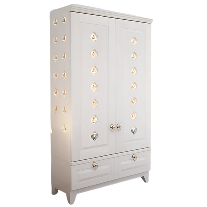 Bheema Teak Wood Pooja Mandap with Door(White) Side Andle 