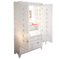 Bheema Teak Wood Pooja Mandap with Door(White) Open Door Sidet view