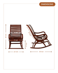 Boston Teak Wood Rocking Chair (Brown) dimensions