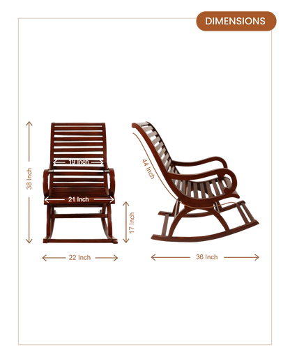 Boston Teak Wood Rocking Chair (Brown) dimensions