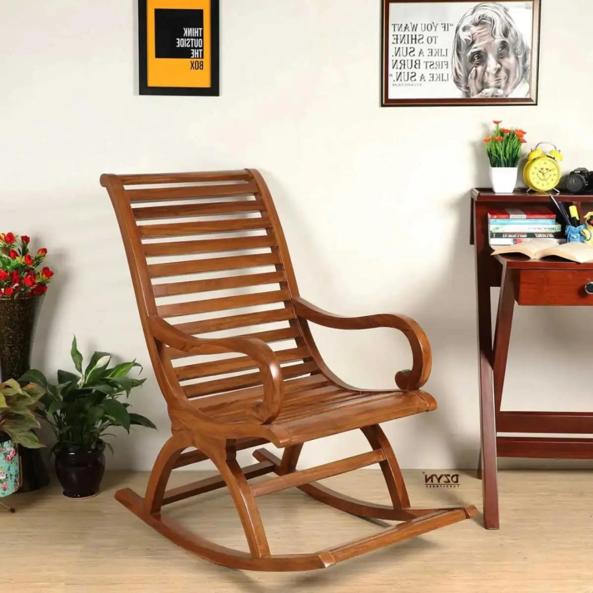 Boston Teak Wood Rocking Chair (Mahogany) Lifestyle Image