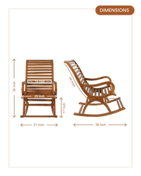 Boston Teak Wood Rocking Chair (Teak) dimensions