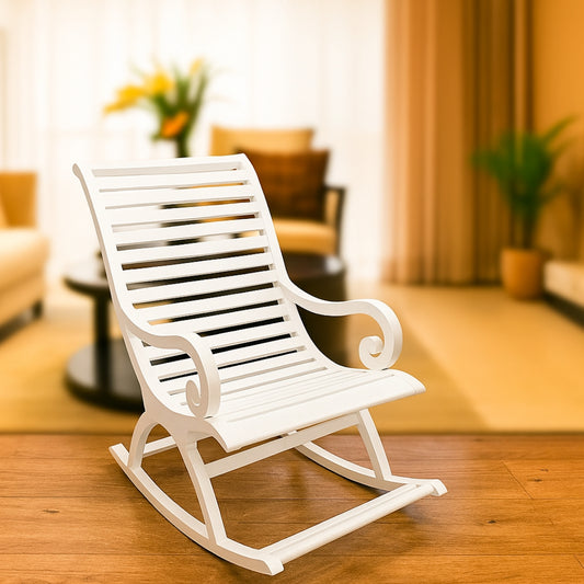 Boston Teak Wood Rocking Chair (White) lifestye view