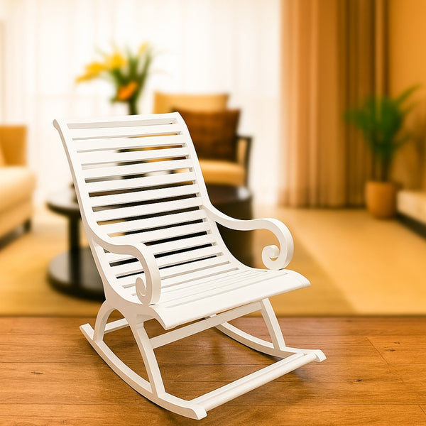 Boston Teak Wood Rocking Chair (White) lifestye view
