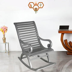 Boston Teak Wood Rocking Chair (Silver)
