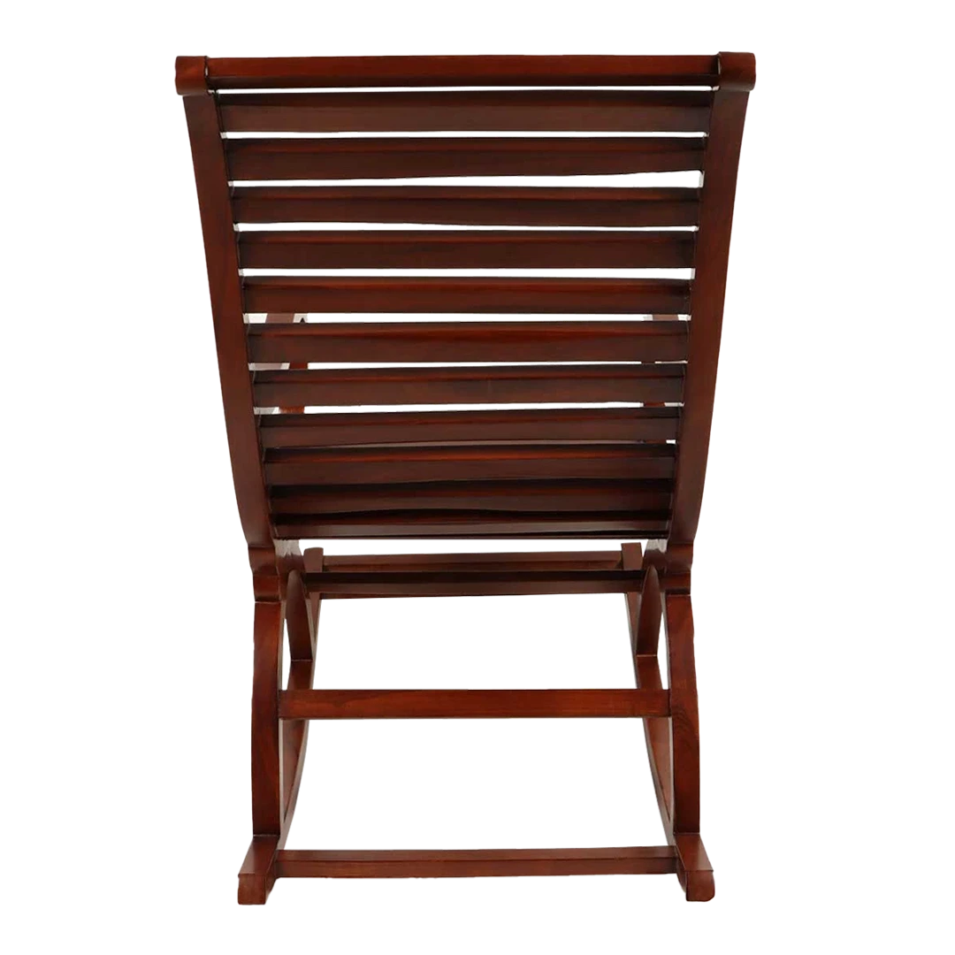 Boston Teak Wood Rocking Chair in Brown color back view