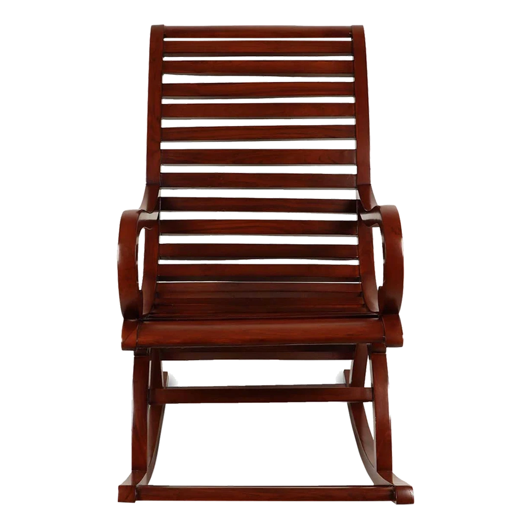 Boston Teak Wood Rocking Chair in Brown color front view