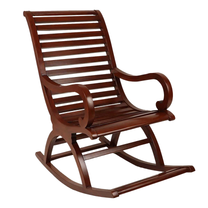 Boston Teak Wood Rocking Chair in Brown color 45° side view