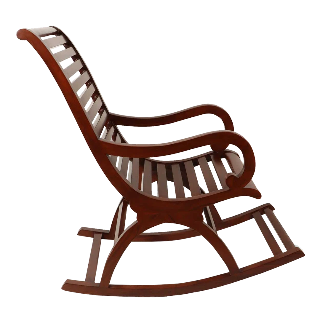 Boston Teak Wood Rocking Chair in Brown color side view