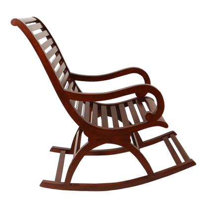 Boston Teak Wood Rocking Chair in Brown color side view