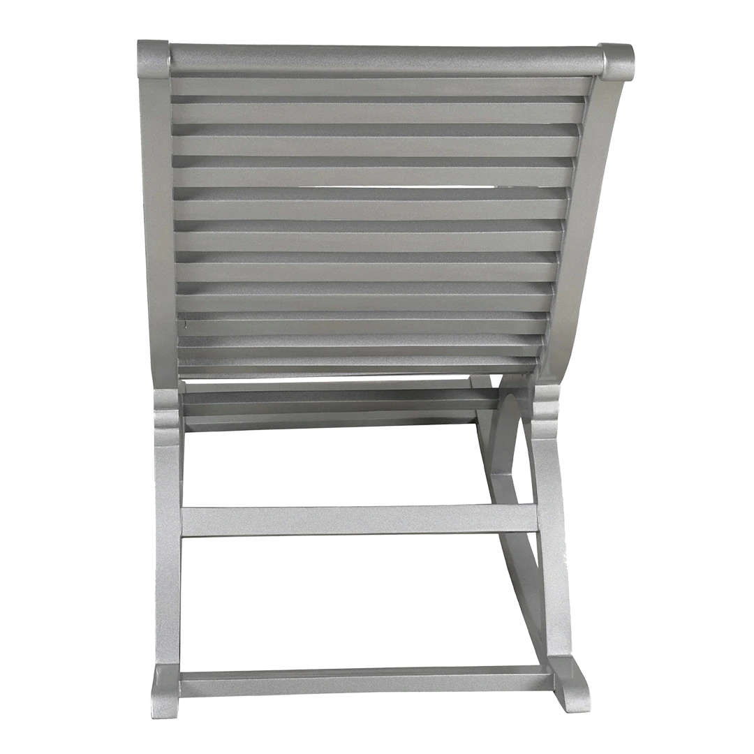 Boston Teak Wood Rocking Chair in Silver color back view