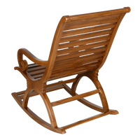 Boston Teak Wood Rocking Chair in Teak color 45° back view
