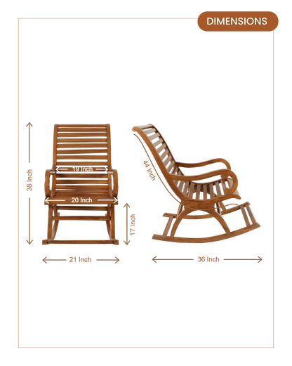 Boston Teak Wood Rocking Chair (Mahogany)