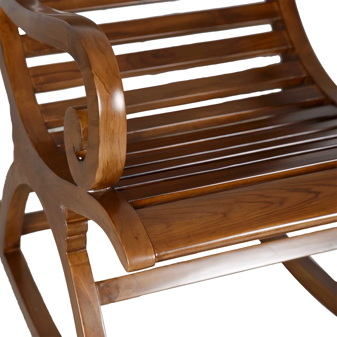 Boston Teak Wood Rocking Chair in Teak color zoom view