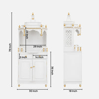 Brahma Kostha Large Floor Rested Pooja Mandap (White Gold) Dimensions