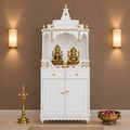 Brahma Kostha Large Floor Rested Pooja Mandap (White Gold)
