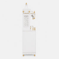 Brahma Kostha Large Floor Rested Pooja Mandap (White Gold) Side Angle