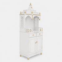 Brahma Kostha Large Floor Rested Pooja Mandap (White Gold) Side View