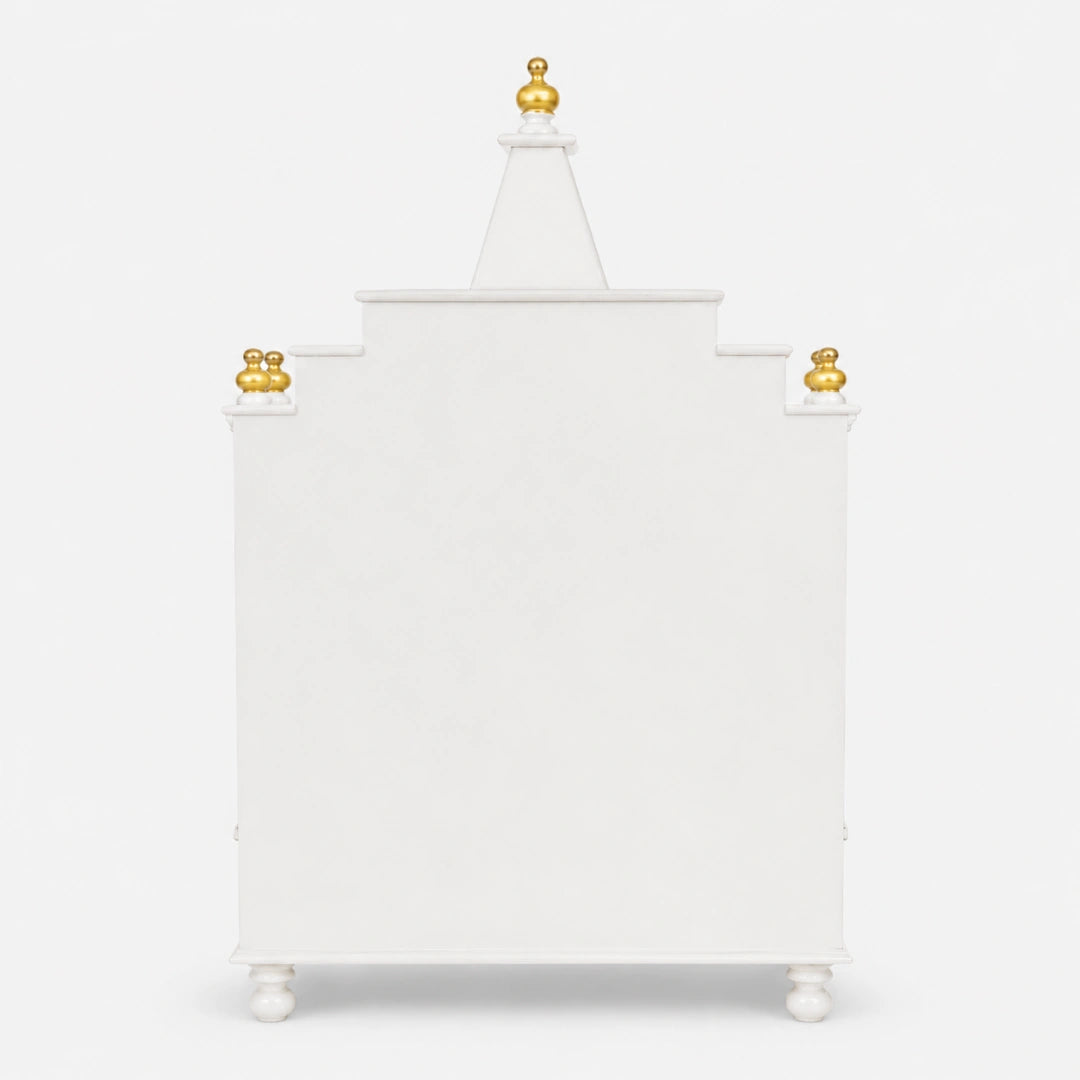 Brahma Shray Floor Rested Pooja Mandir without Door (White Gold) Back View