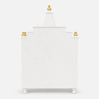 Brahma Shray Floor Rested Pooja Mandir without Door (White Gold) Back View