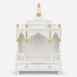Brahma Shray Floor Rested Pooja Mandir without Door White Gold