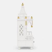 Brahma Shray Floor Rested Pooja Mandir without Door (White Gold) Side Angle