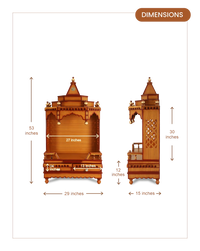 Brahma Sthana Medium Floor Rested Pooja Mandir (Teak Gold) dimensons