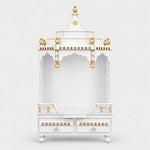 Brahma Sthana Medium Floor Rested Pooja Mandir White Gold