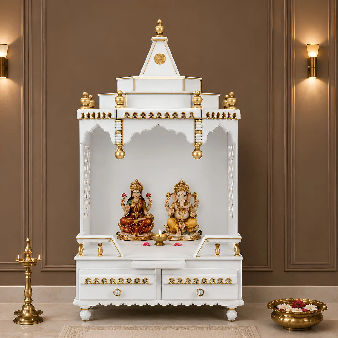 Brahma Sthana Medium Floor Rested Pooja Mandir Lifestyle Image