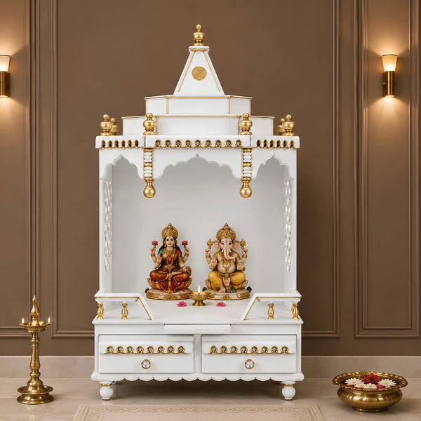 Brahma Sthana Medium Floor Rested Pooja Mandir Lifestyle Image