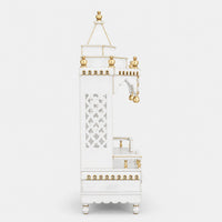 Brahma Sthana Medium Floor Rested Pooja Mandir (White Gold) Side Angle