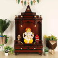 Brahma Sthana Medium Floor Rested Pooja Mandir (Brown Gold)