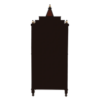 Brahma Kostha Large Floor Rested Pooja Mandap/Wooden temple for home in Brown Gold color back view