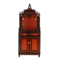 Brahma Kostha Large Floor Rested Pooja Mandap/Wooden temple for home in Brown Gold color front view