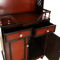 Brahma Kostha Large Floor Rested Pooja Mandap/Wooden temple for home in Brown Gold color zoom view open drawers