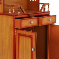 Brahma Kostha Large Floor Rested Pooja Mandap/Wooden temple with doors for home in Teak Gold color zoom view open drawers