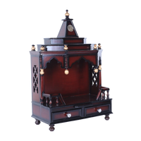 Brahma Shray Teak Wood Floor Rested Pooja Mandir (Brown Gold) side angle 