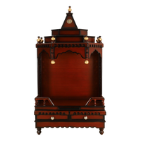 Brahma Sthana Medium Floor Rested Pooja Mandir/Wooden temple for home in Brown Gold color front view
