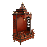 Brahma Sthana Medium Floor Rested Pooja Mandir/Wooden temple for home in Brown Gold color 45° side view