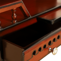 Brahma Sthana Medium Floor Rested Pooja Mandir/Wooden temple for home in Brown Gold color zoom view open drawers