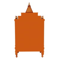 Brahma Sthana Medium Floor Rested Pooja Mandir/Wooden temple for home in Teak Gold color back view