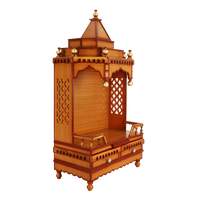 Brahma Sthana Medium Floor Rested Pooja Mandir/Wooden temple for home in Teak Gold color 45° side view