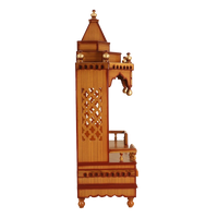Brahma Sthana Medium Floor Rested Pooja Mandir/Wooden temple for home in Teak Gold color side view featuring jali design